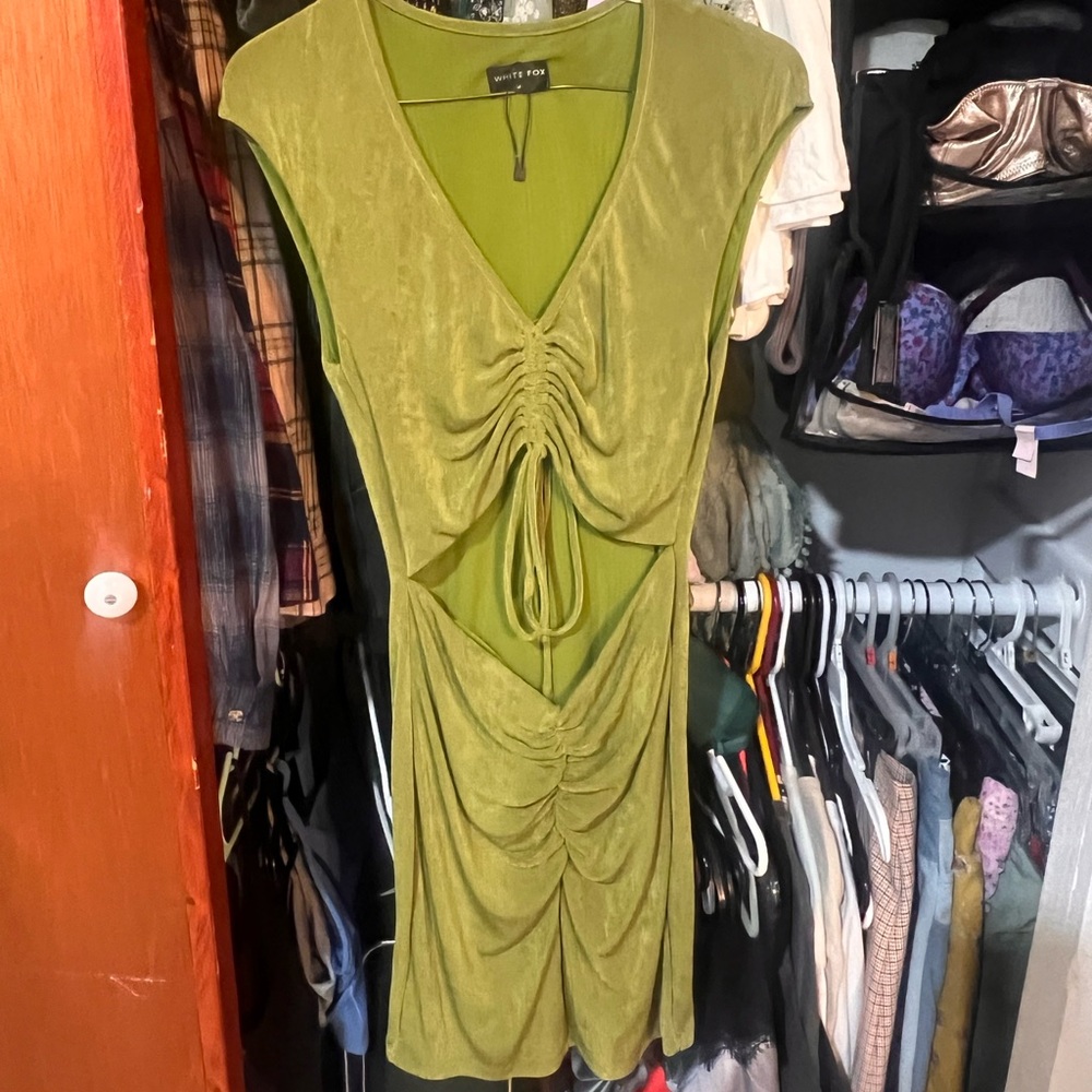 Green White Fox Botique Cut out dress